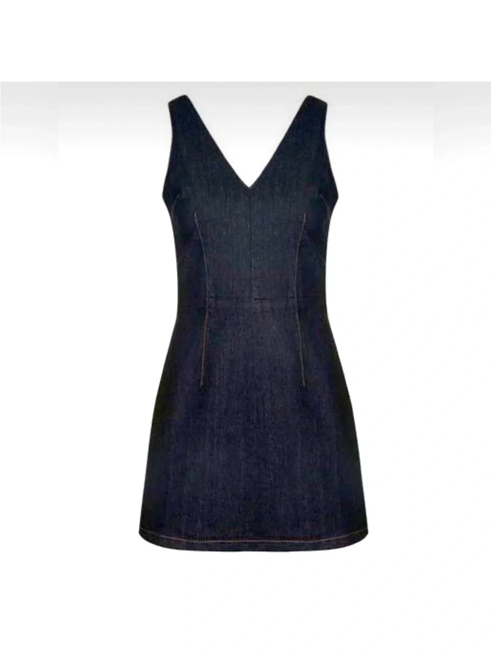 Top Shop Denim Dress Women's Dark Blue Denim V-Neck Jeans Dress